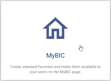 The screenshot shows the tile "MyBIC" in the administration.