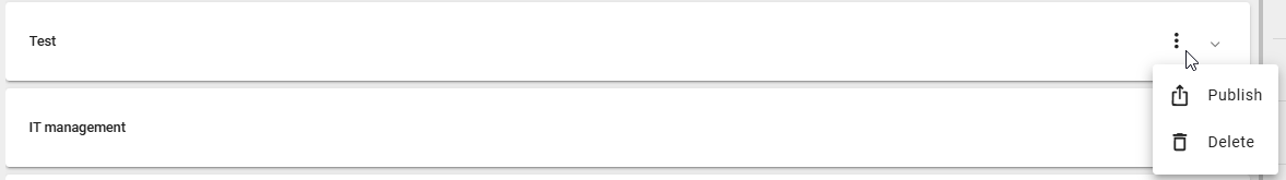 The screenshot shows the option to publish an existing context.