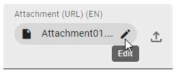 This screenshot displays the "Edit" function of attachments (URL).