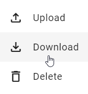 The screenshot shows the option "Download" in the context menu of a report template.