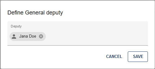 The screenshot shows the input field to set a deputy.