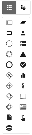 The screenshot shows the symbol palette of an process diagram.