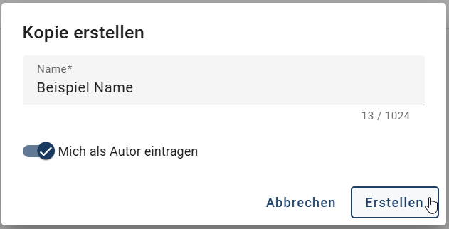 Der Screenshot zeigt, wie Sie im Dialogfenster das Erstellen einer Kopie bestätigen können.