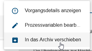 Der Screenshot zeigt Ihnen die Option "In das Archiv verschieben" aus dem Kontextmenü eines Endereignisses.