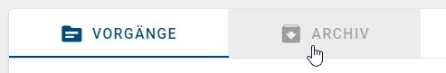 Der Screenshot die Vorgangsliste mit dem Reiter "Archiv".
