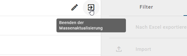 Der Screenshot zeigt wie man die Massenaktualisierung verlassen kann.