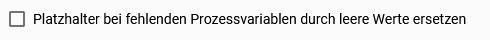 Der Screenshot zeigt den E-Mail-Vorlagen-Editor in BIC Process Design und die Auswahlmöglichkeit *Platzhalter bei fehlenden Prozessvariablen durch leere Werte ersetzen*.