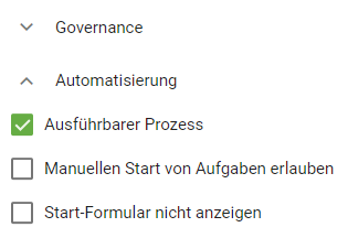 Der hier aufgeführte Screenshot zeigt das Attribut "Ausführbarer Prozess" in der Attributgruppe "Automatisierung" eines Diagramms.