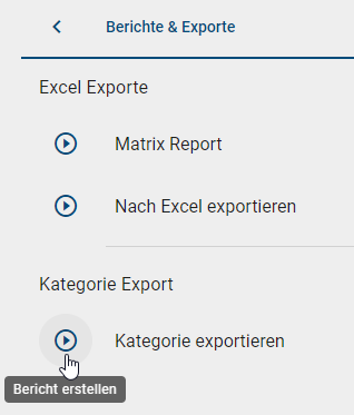 Der Screenshot zeigt die Option "Kategorie exportieren" im Optionsbereich.