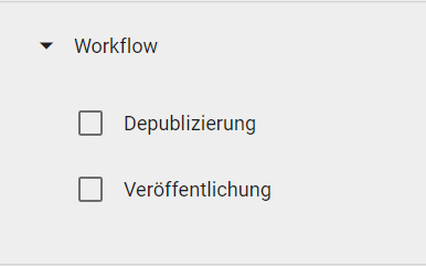 Der Screenshot zeigt das Attribut "Governance Lifecycle" und die Unterfacette "Workflow" im Filterbereich des Katalogs.