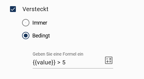 Der hier aufgeführte Screenshot zeigt die Möglichkeiten zur bedingten Ausblendung von Formularfeldern.