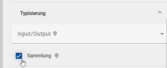 Der Screenshot zeigt die Checkbox "Sammlung".