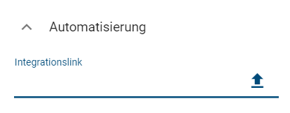 Der hier gezeigte Screenshot zeigt das Attribut "Integrationslink" in den Details eines Applikationsobjekt.