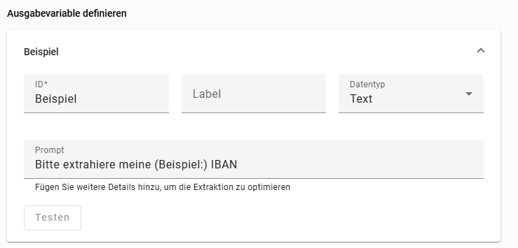 Der Screenshot zeigt die Möglichkeit Variablen zur Bildverarbeitung zu konfigurieren.