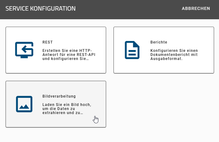 Der Screenshot zeigt die Option zum Einrichten einer Bildverarbeitung.