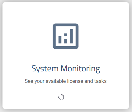 The screenshot shows the "System Monitoring" tile in the administration area.