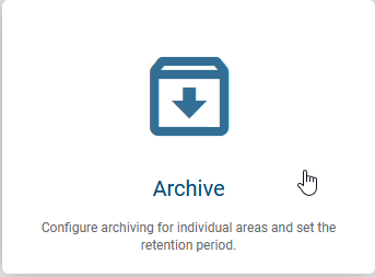 The screenshot shows the tile "Archive" in the administration.