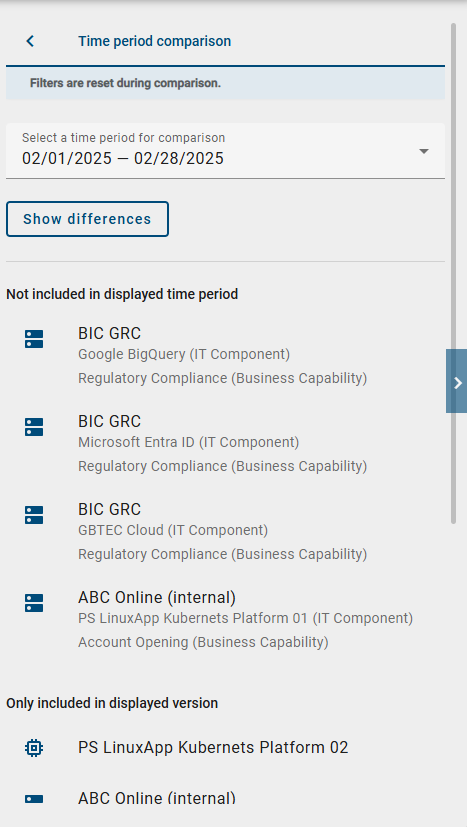 The screenshot shows all changes that have been made within a defined time period.