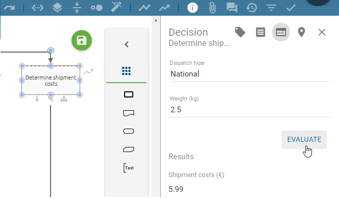 The "Evaluate" button is displayed within the within the details tab.