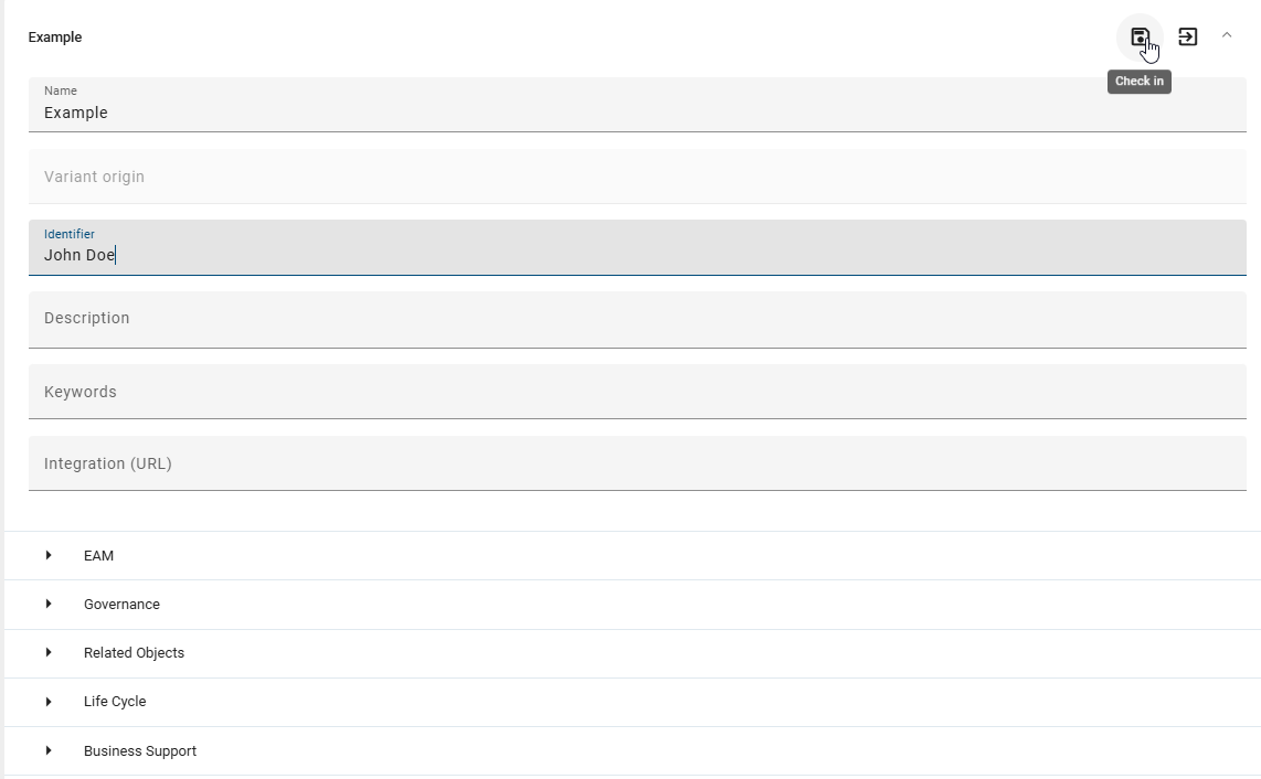 The screenshot shows the option to check in the changes made to an existing context diagram.