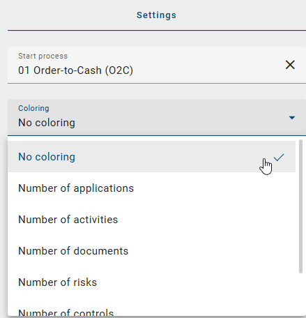 The screenshot shows a drop-down menu where you can select which object you want to color.