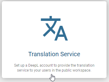 The screenshot shows the tile "Translation Service" in the administration.