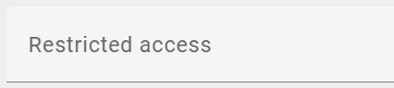 The screenshot shows the "Restricted access" input field in the right sidebar of a checked out diagram.