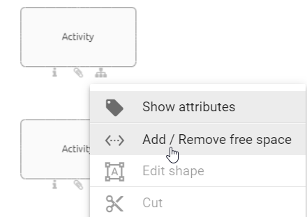 The screenshot shows the "Add/Remove Free Space" button in the context menu.