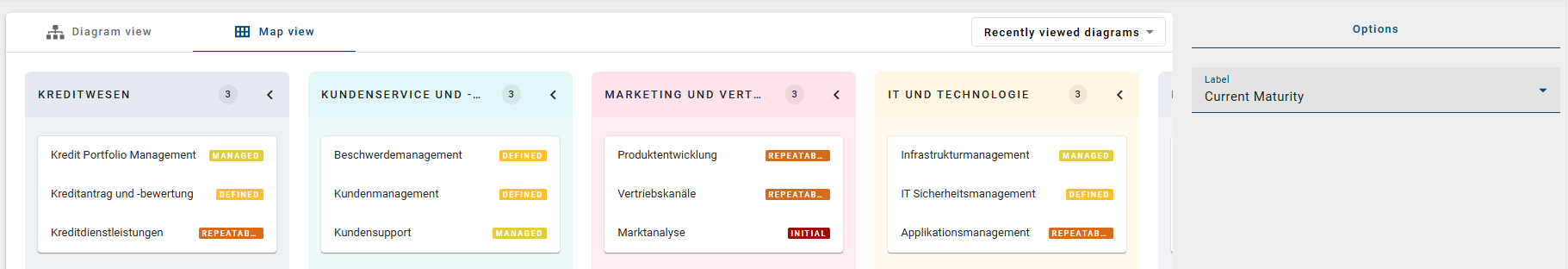 This screenshot shows the labels in "Map view".