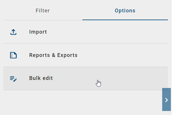 The screenshot shows the "Bulk Edit" option in the diagram view options.