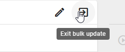 The screenshot shows how to exit the bulk update.