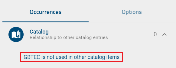 This screenshot shows the information text if the facet "Catalog" has no items.