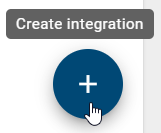 The screenshot shows the "Create integration" button in the "Integrations" tab for a specific catalog object type.