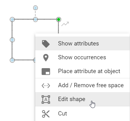 Here the "Edit shape" button in the context menu of a symbol is displayed.