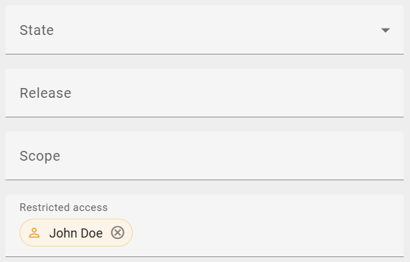 The screenshot shows the "Restricted access" field in the details of a checked out diagram in BIC Process Design.