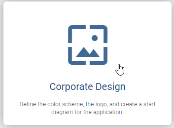 The screenshot shows the tile "Corporate Design" in the administration.