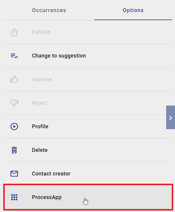 The screenshot shows the new option to start a case within the catalog after a published ProcessApp has been linked to a catalog object type.