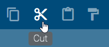 Here the "Cut" button of the menu bar is displayed.
