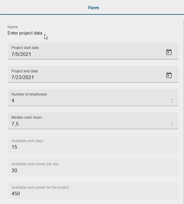 This screenshot shows our user form in BIC Process Execution