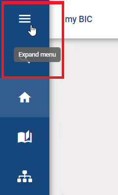 The screenshot shows how you can expand the side menu by clicking on the top icon.