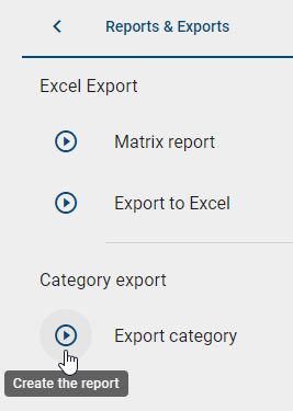 The screenshot shows the option "Export category" in the options panel.