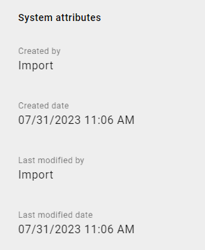 Here you can see the system attributes with the changed names to "Import".