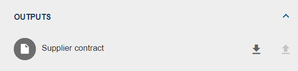 Here you can see a screenshot where the "Upload file" function of an output is greyed out and can not be used.