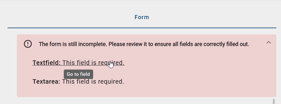 The screenshot shows an interactive error message in the process execution view.