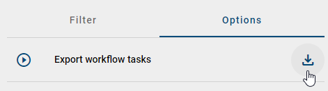 The option "Export workflow tasks" has a download button here.
