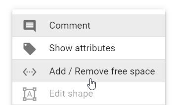 The screenshot shows the "Add/Remove Free Space" button in the context menu.