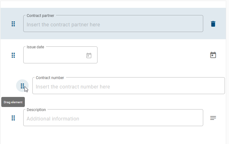 This screenshot demonstrates a form field which gets rearranged within the list.